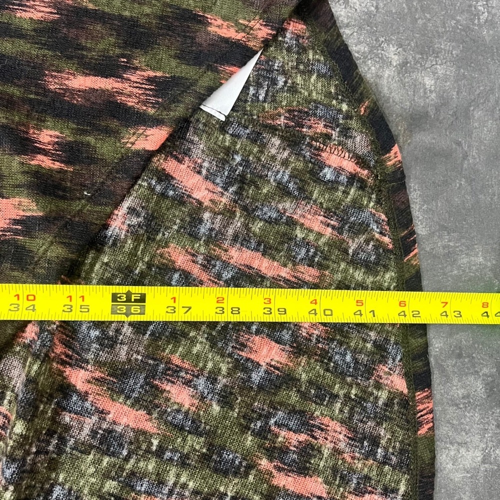 G by Giuliana Large Olive Green Coral Ikat Print Open Front Duster Cardigan - Picture 5 of 7